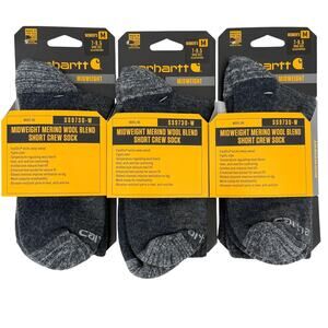 Carhartt SS9730-W Womens Sz Medium 7-9.5 Merino Wool Blend Crew Socks 3 Pr